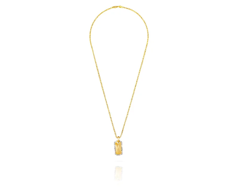 Dog Tag Stirrup Necklace | Gold