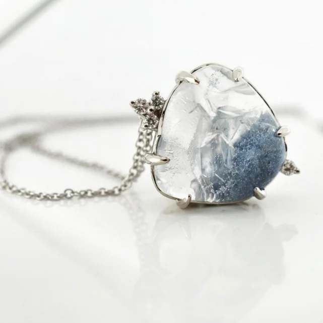 Dumortierite and Diamond Necklace