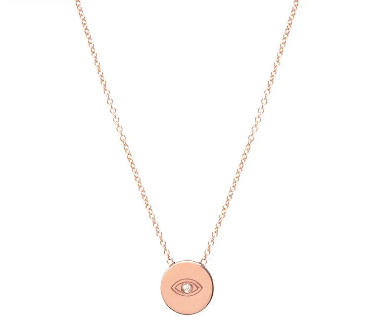 Evil Eye Diamond Disc Necklace