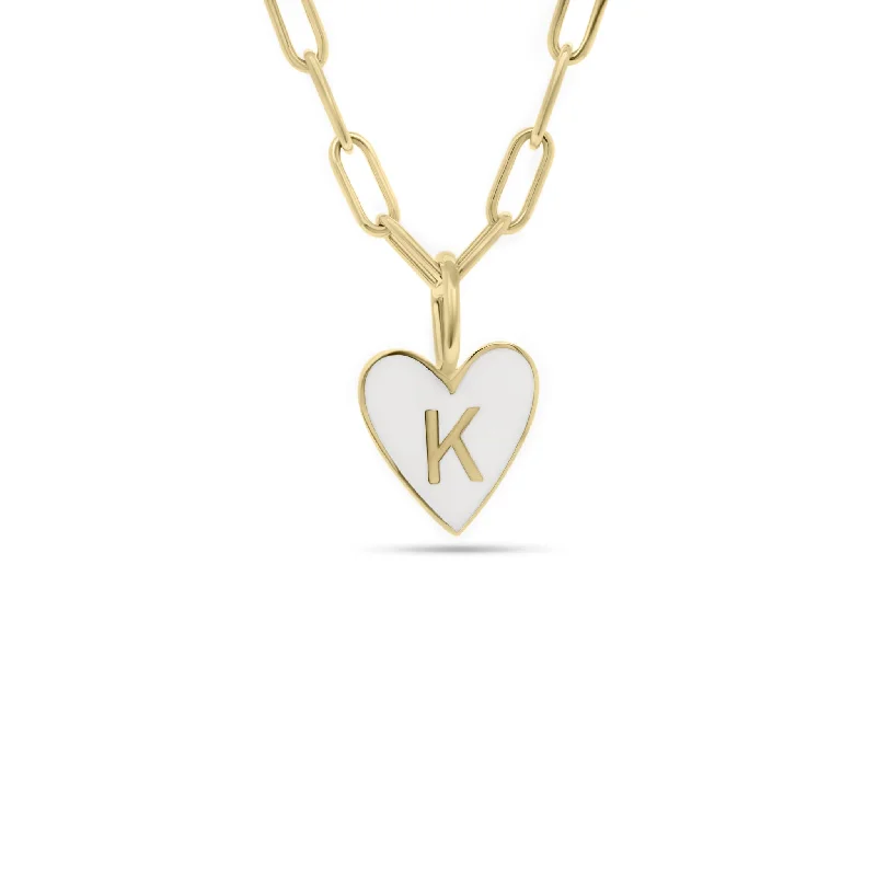 Gold & Enamel Heart Initial Pendant