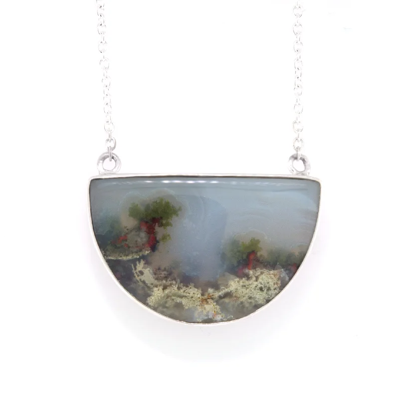 Natural Landscape Agate Pendant Necklace