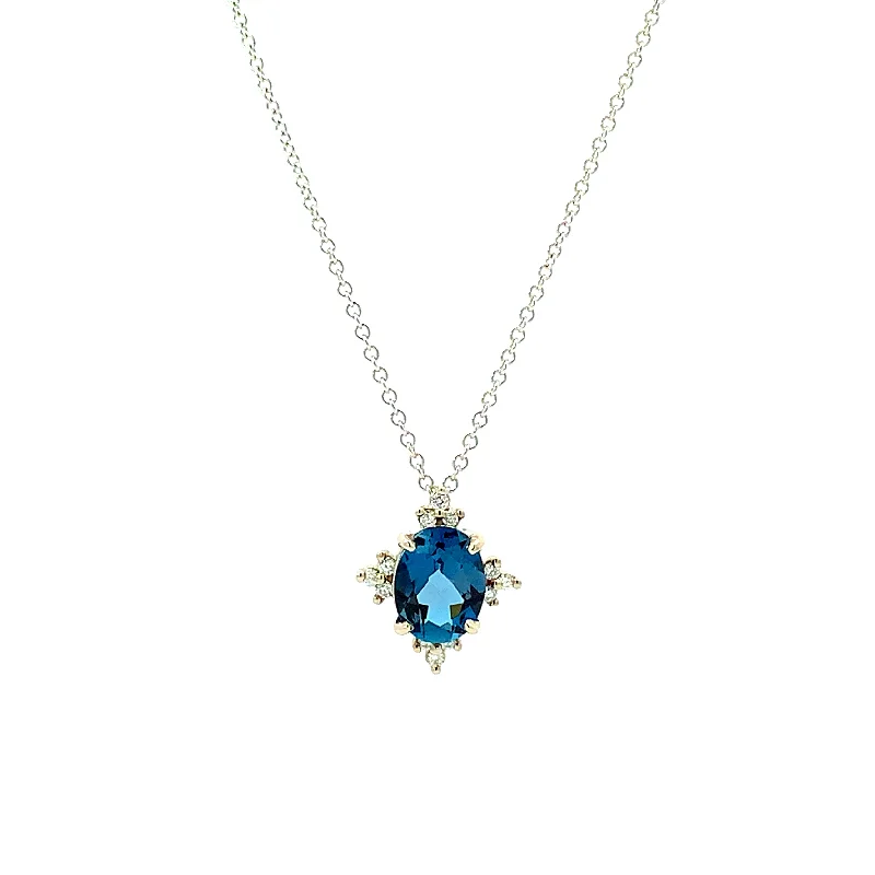 London Blue Topaz & Diamond Accent Necklace - made to order