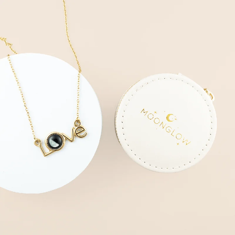 Luna Love Necklace in Gold and Travel Case Bundle