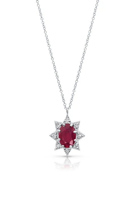 Mini Diamond Starburst Ruby Necklace - made to order