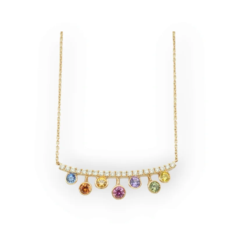 Multi-color Sapphire & Diamond Bar Necklace - available by special order