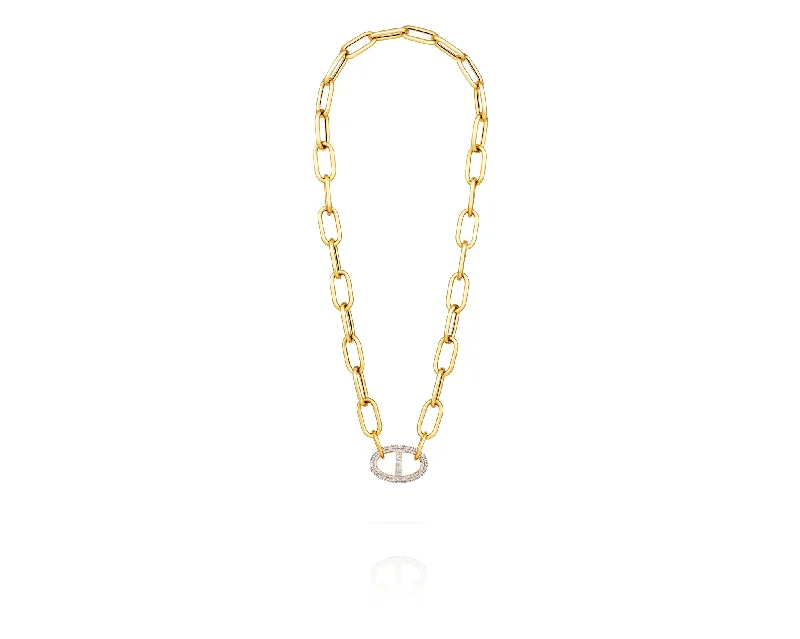 Paperclip Anchor Chain | Gold Diamond