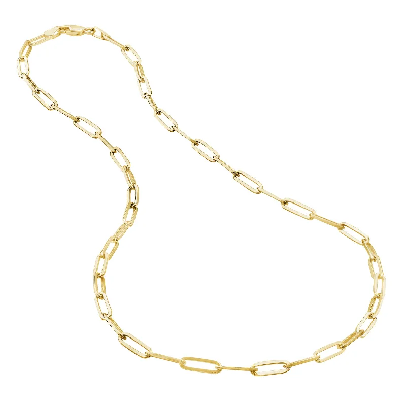 Paperclip Chain, Solid, 20 Inches, 14K Yellow Gold