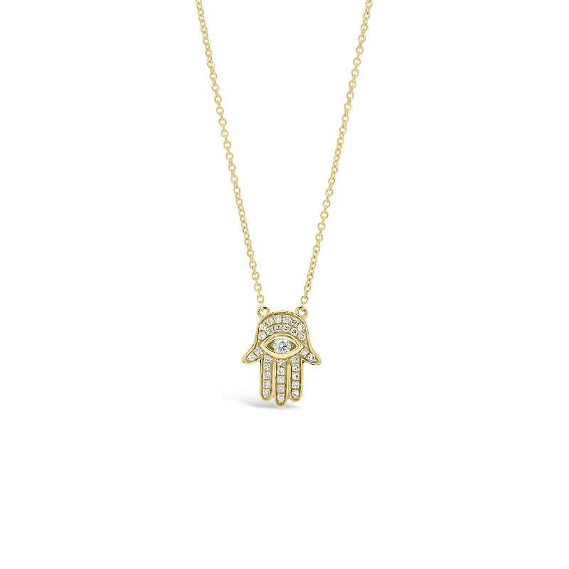 Pave Diamond Hamsa With Eye Pendant