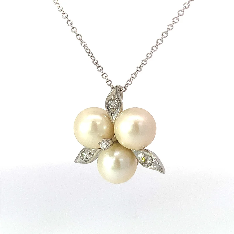 Pearl and Diamond Pendant Necklace