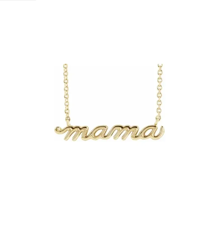 Petite "mama" Script Necklace