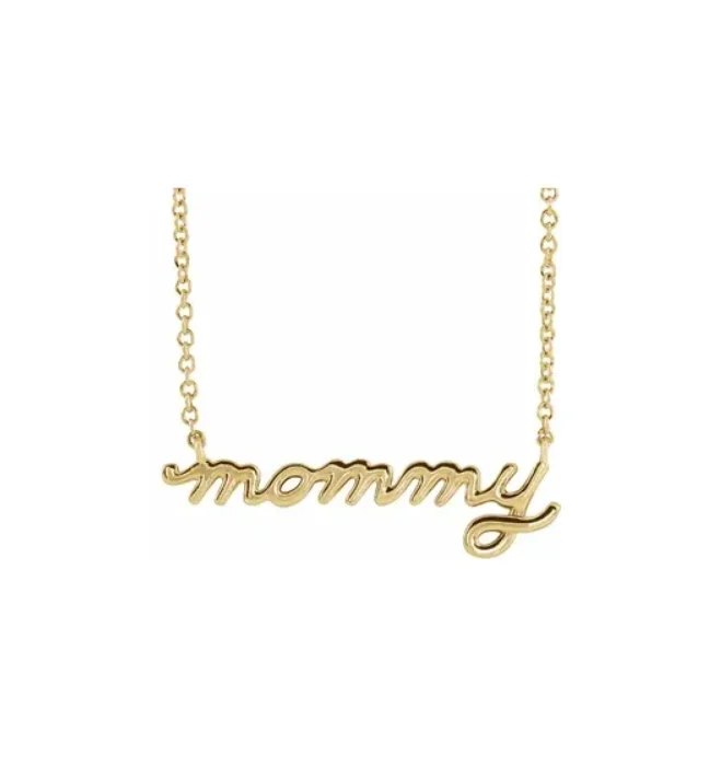 Petite "mommy" Script Necklace - available on special order