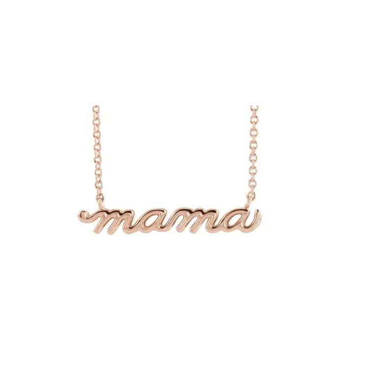 Petite Rose Gold "mama" Script Necklace - available on special order