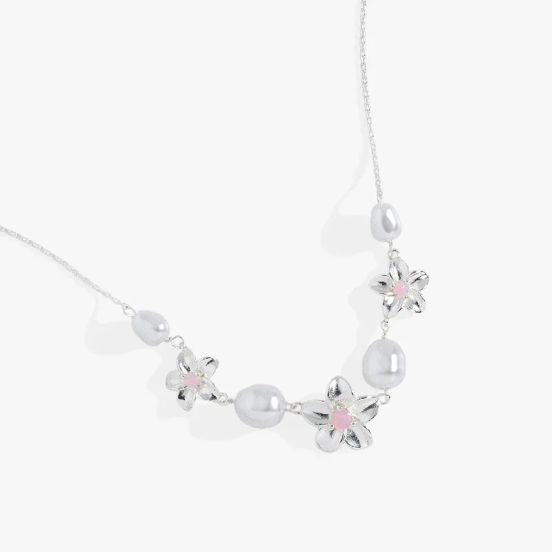 Plumeria Pearl Necklace