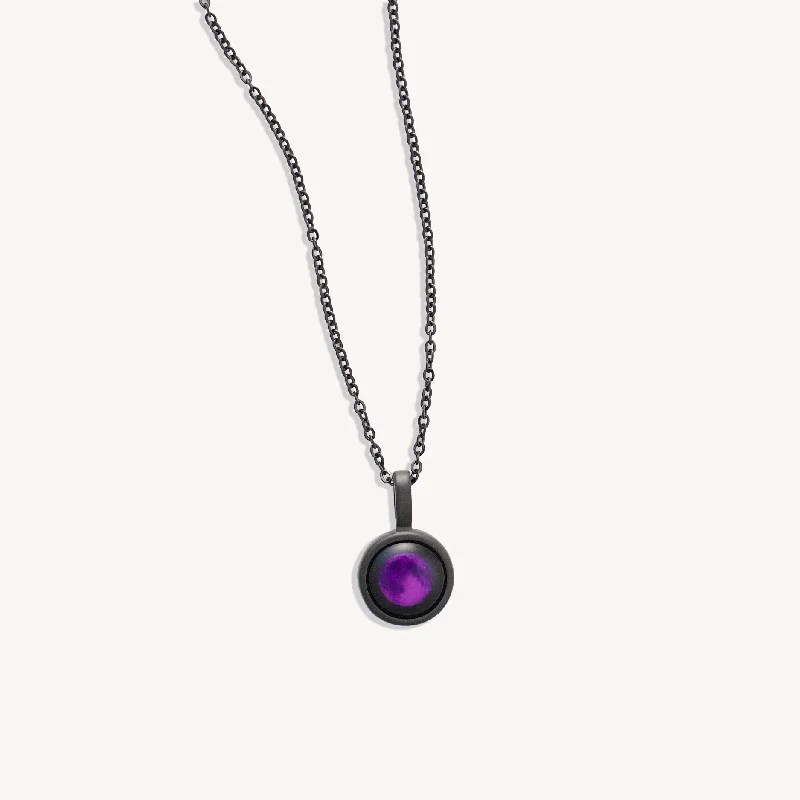 Purple Moon Sky Light Necklace in Black Matte