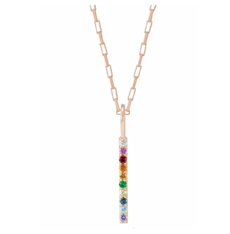 Natural Multi-Gemstone Rainbow Bar Necklace - available on special order