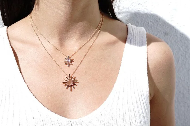 The "Helen" Sunstone and Diamond Necklace - made to order