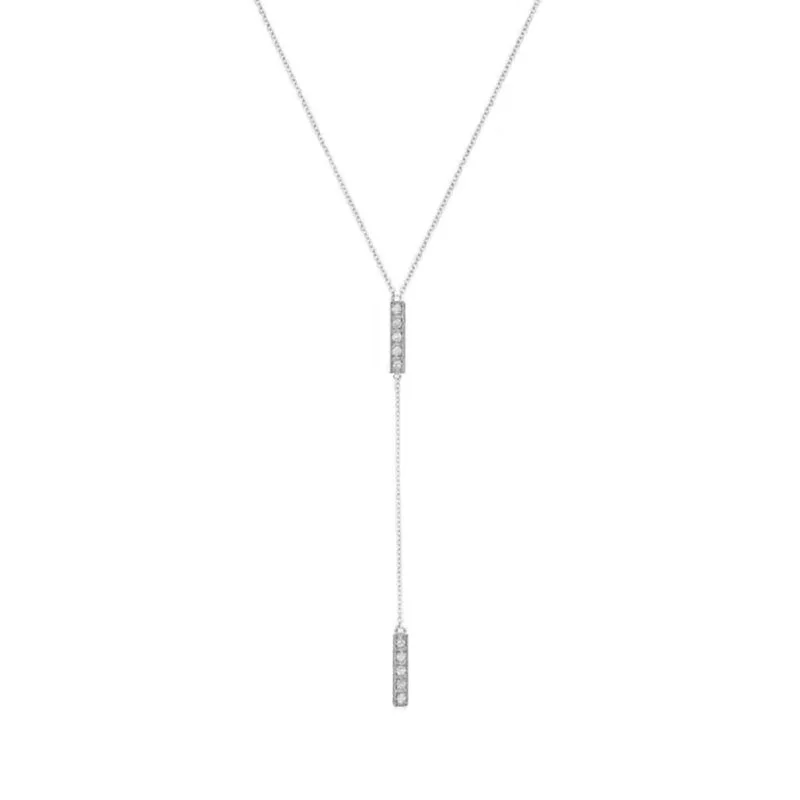 White Gold Diamond Short Bar Lariat