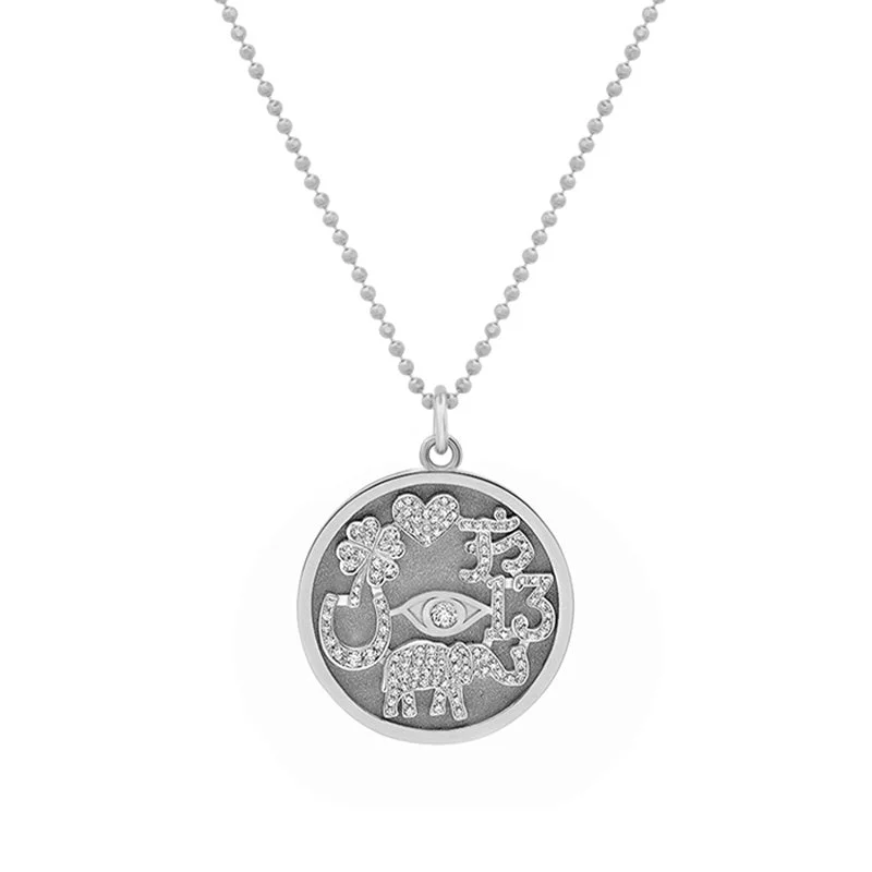 White Gold Diamond Good Luck Necklace