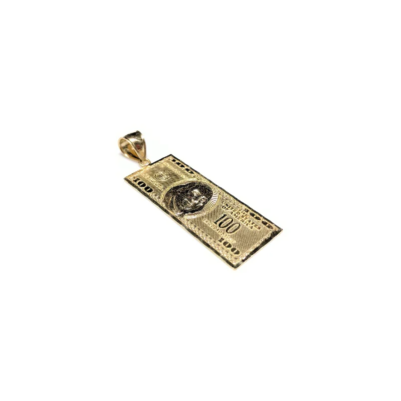 $100 One Hundred Dollar Bill Pendant (14K)