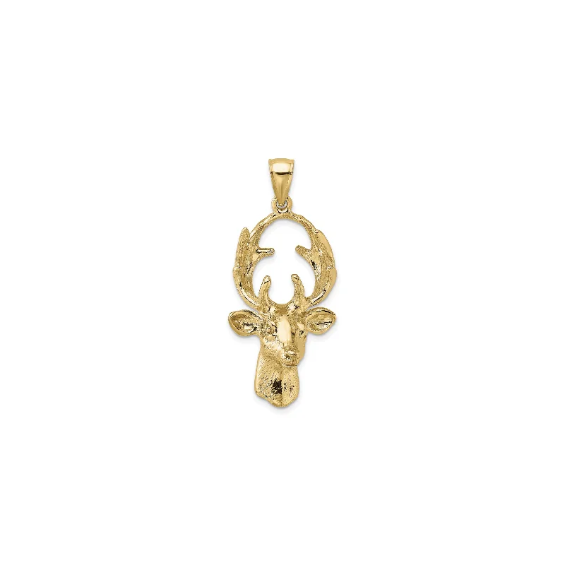 3D Deer Head 8 Point Buck Pendant (14K)