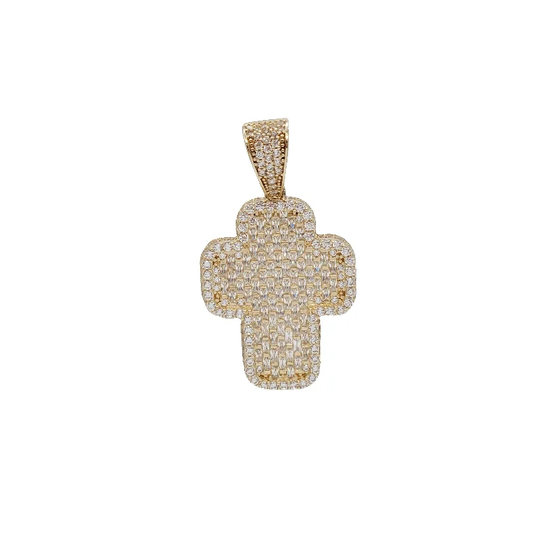 Baguette Iced-Out Cross Pendant (14K)