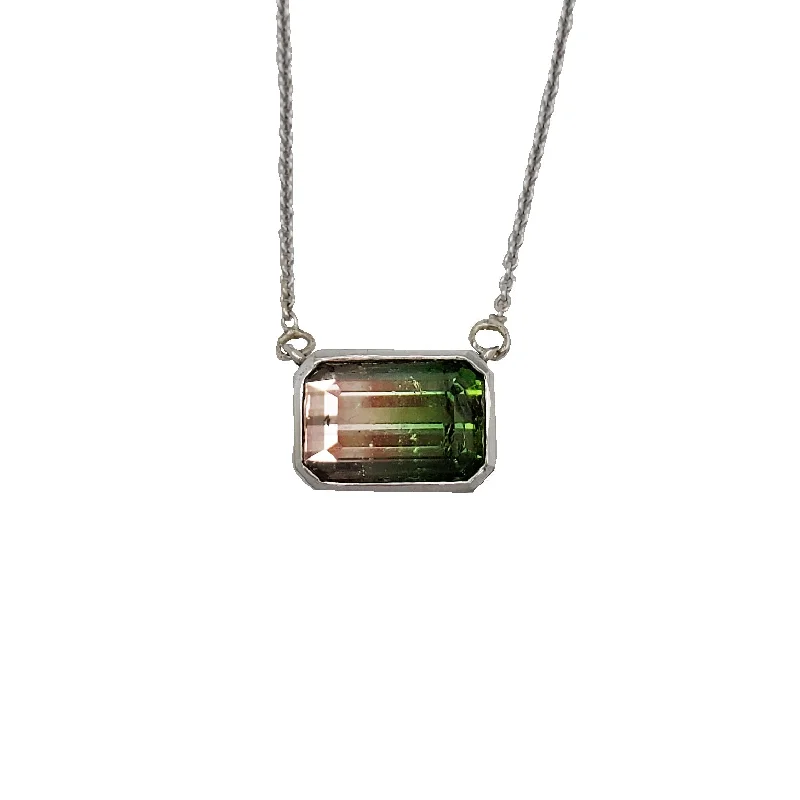 Bezel Natural Tourmaline Pendant (14K)