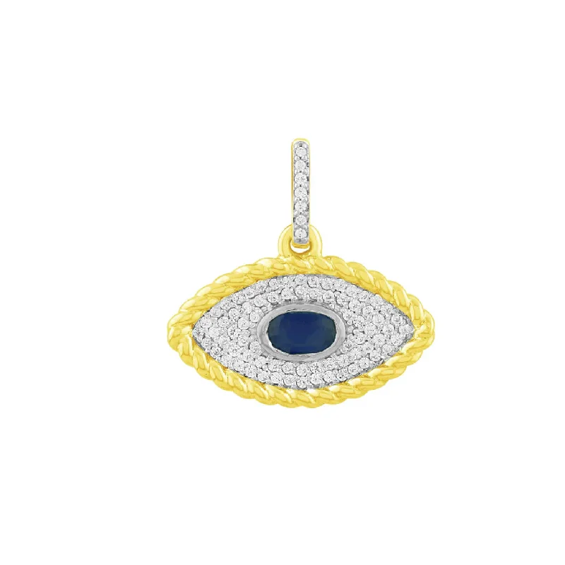 Blue Eye Diamond Evil Eye Pendant (14K)