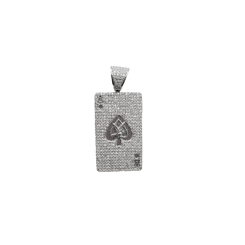 Cubic Zirconia Pocket Card Pendant (Silver)