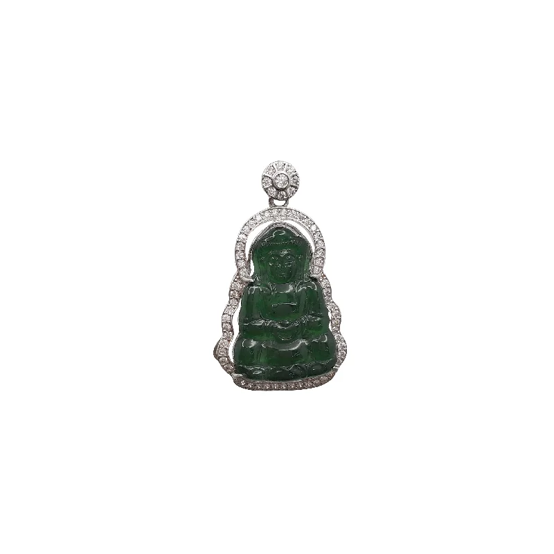 Cubic Zirconia Jade Guanyin Pendant (Silver)