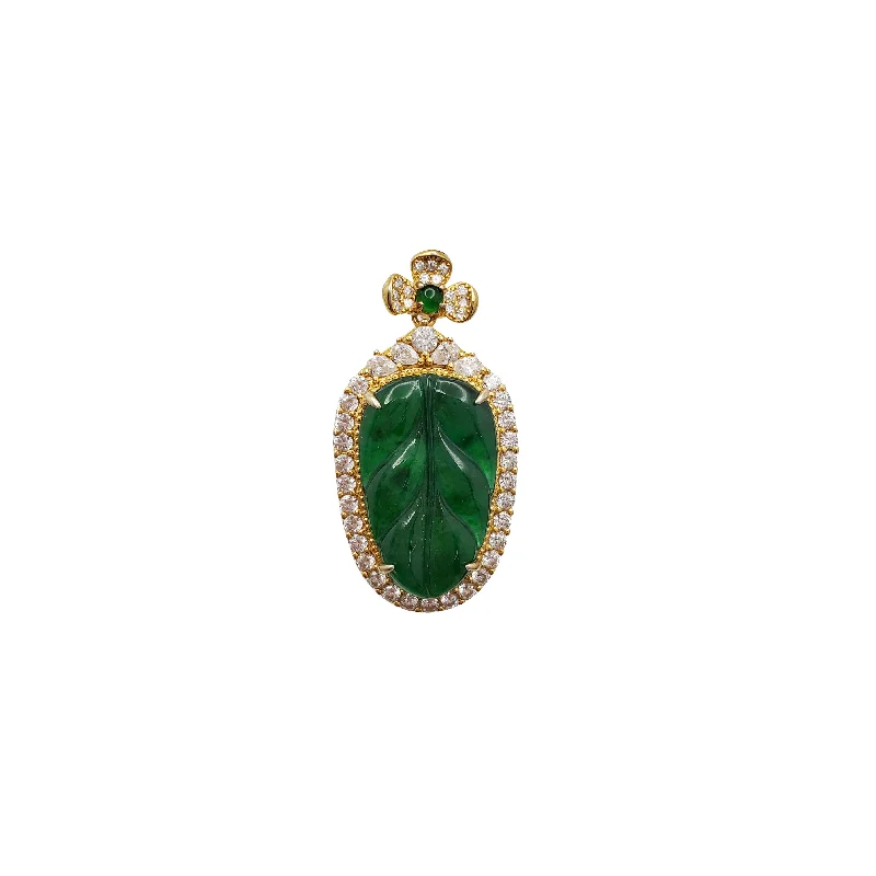 Cubic Zirconia Yuye 【玉叶】Jade Pendant (Silver)