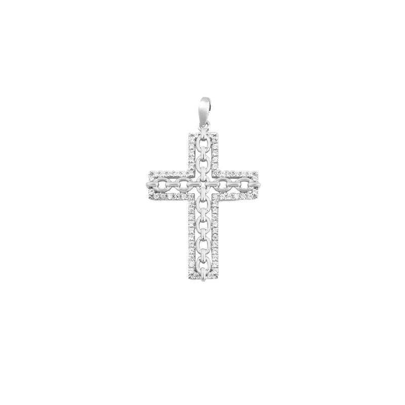 Diamond Chain Link Style Cross Pendant (14K)