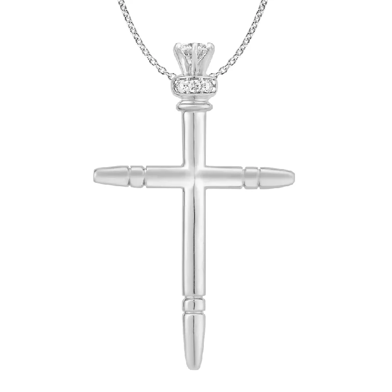 Diamond Crown Cross Pendant (14K)