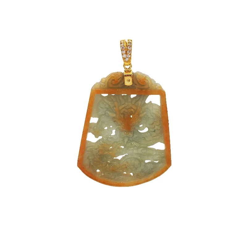 Diamond Dragon Jade Pendant (14K)