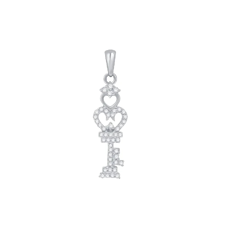 Diamond Heart Key Pendant (14K)