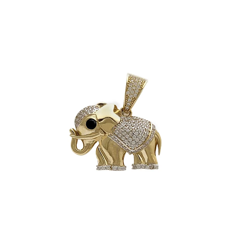 Elephant CZ Accented Pendant (14K)