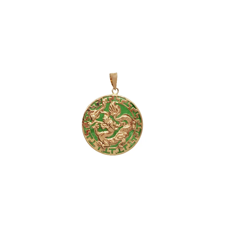 Gold Dragon Jade Pendant (14K)