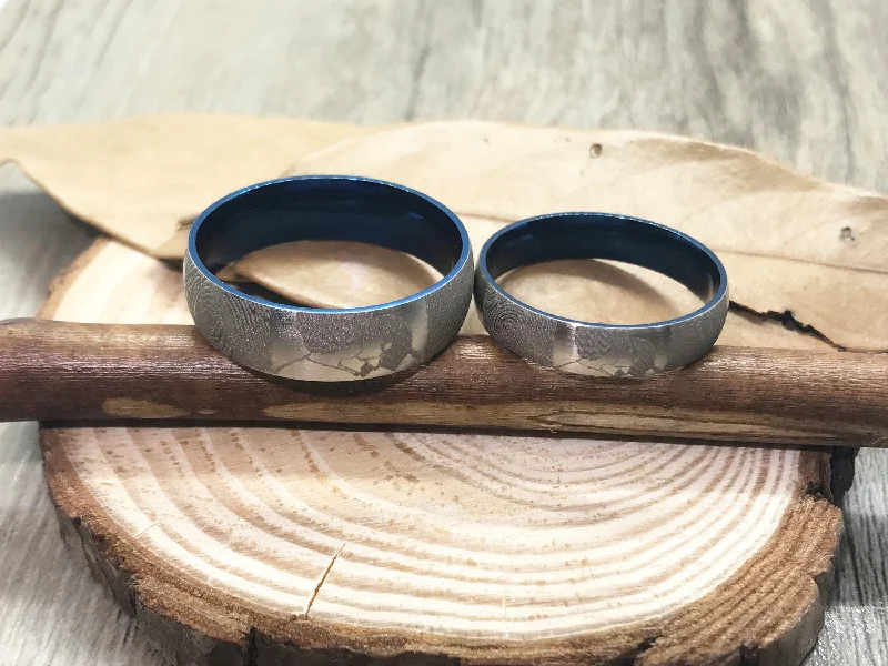 Handmade Fingerprint Comic Rings set, Love Rings, Kiss Matching Wedding Rings, his and her promise ring, Wedding Rings Set, couple rings