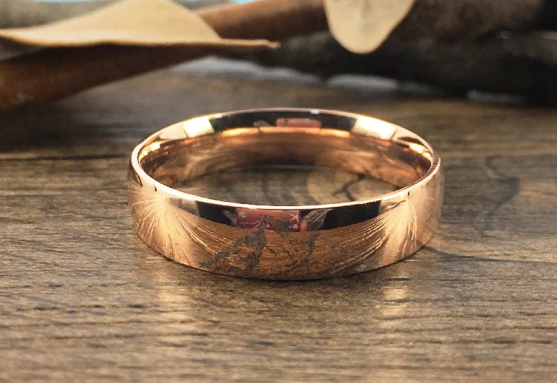 Handmade Your Drawings Ring Unique Wedding Band Rose Gold Titanium Wedding Ring Promise Ring Couple Ring Men Ring Polished Dome Shape 6mm