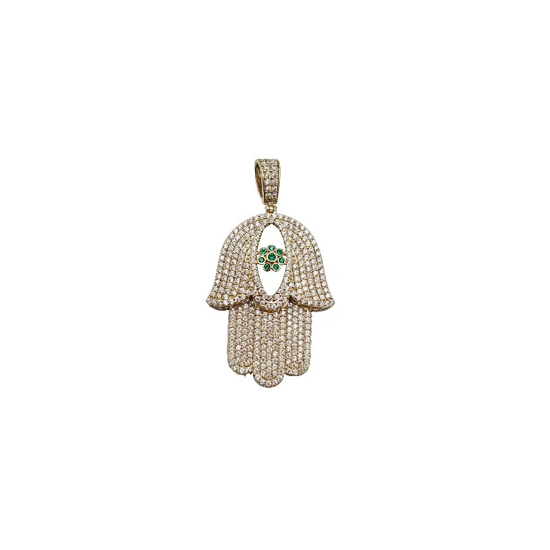 Iced-Out Hamsa Pendant (14K)