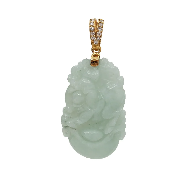 Diamond Jade Pig Pendant (14K)