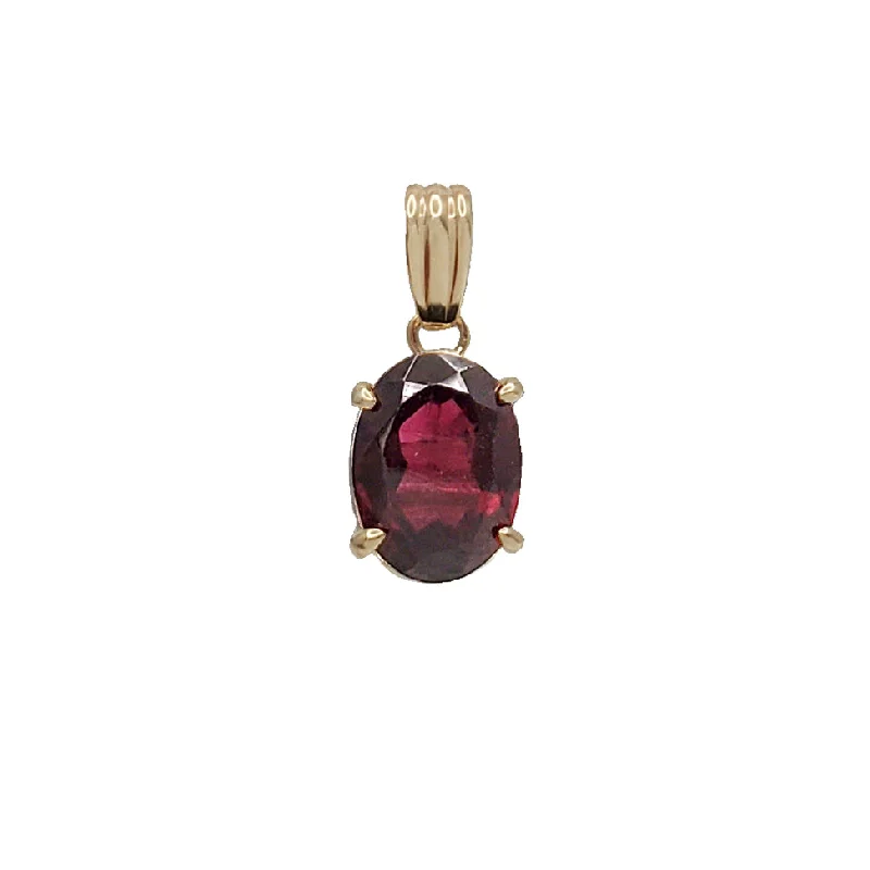 Oval Red Garnet Pendant (14K)