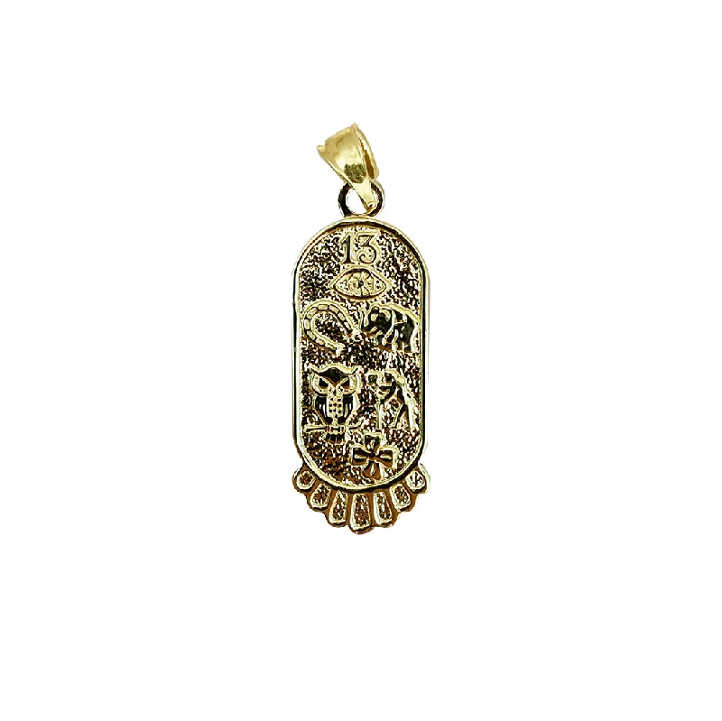 Seven Lucky Charms Cartouche Pendant (14K)