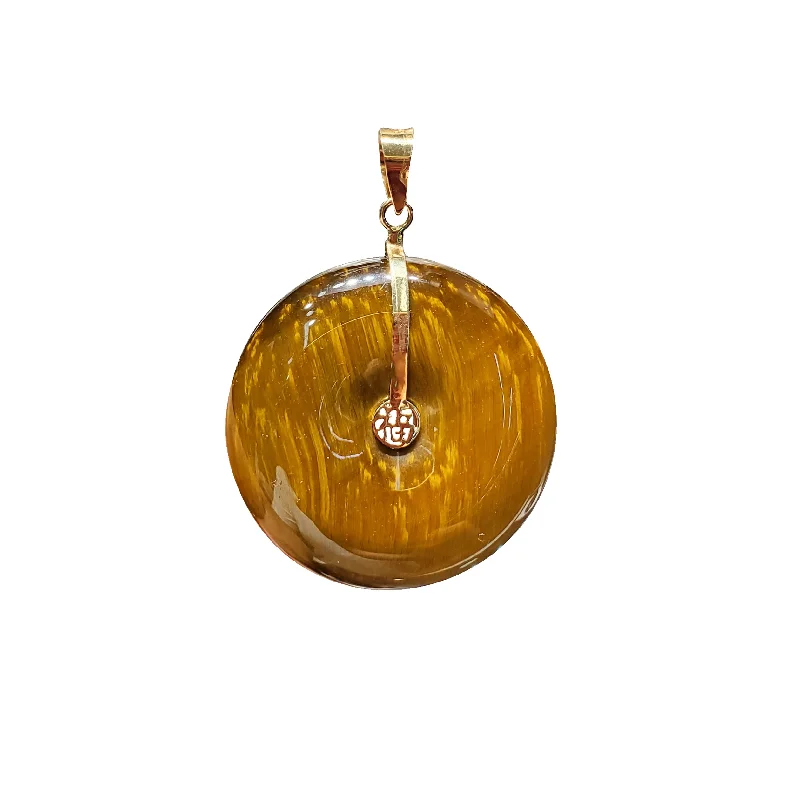 Tiger-Eye Round Jade Pendant (14K)