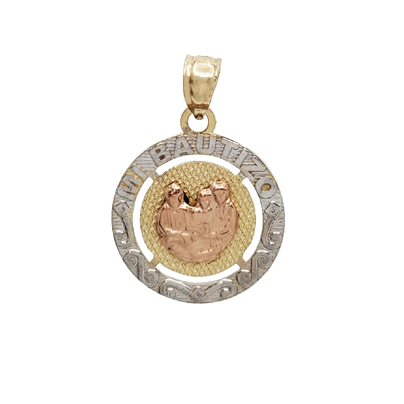 Tri-Color "Mi Bautizo" Pendant (14K)