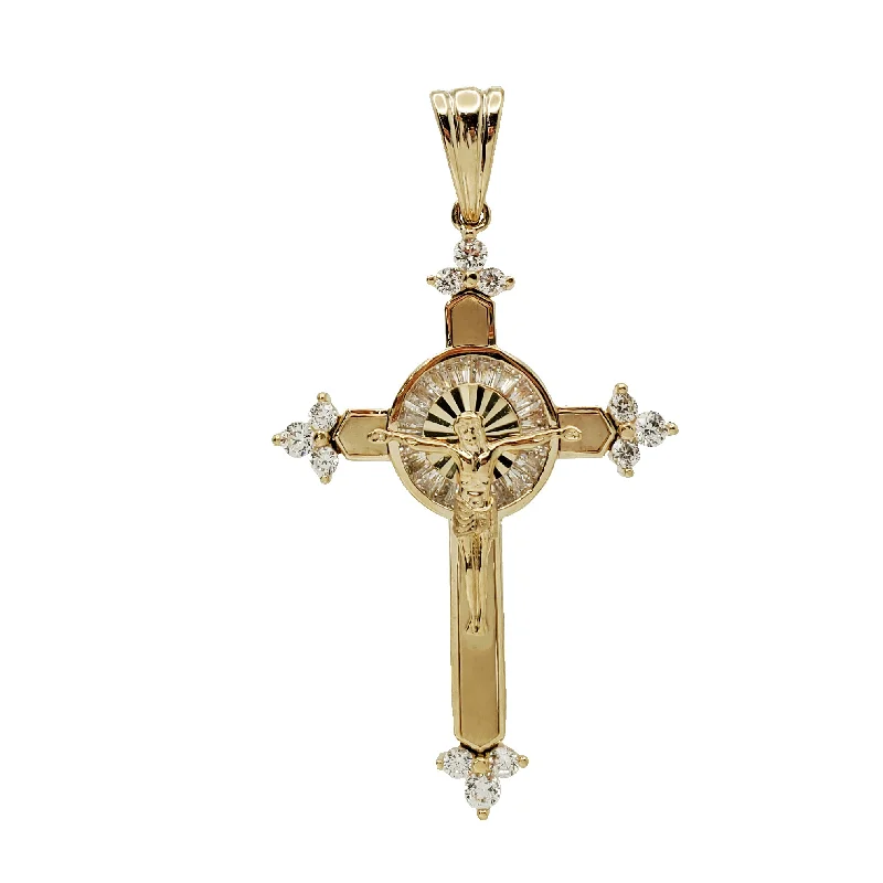 Zirconia Crucifix Cross Pendant (14K)