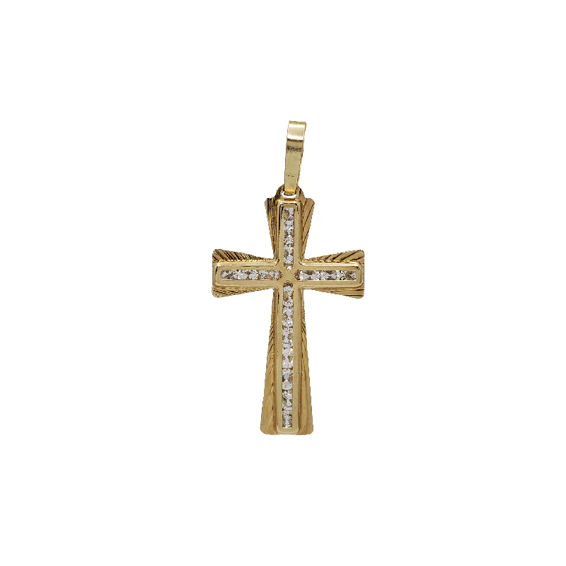 Zirconia Diamond-Cut Cross Pendant (10K)