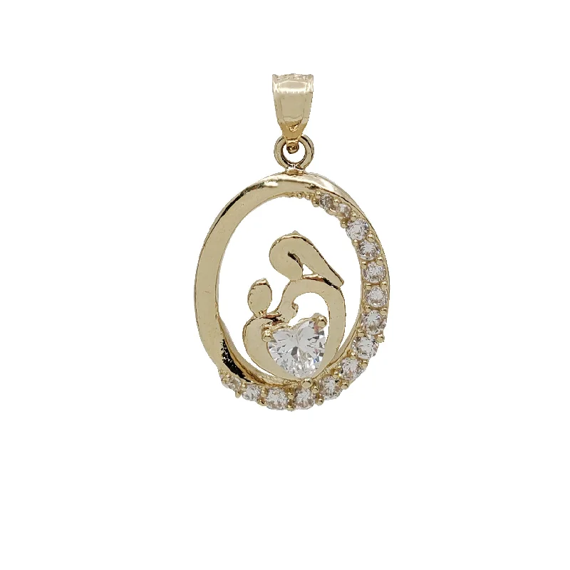 Zirconia "Mom" Pendant (14K)